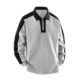 半拉链男秋季新款美式宽松撞色翻领Polo衫男款长袖Q5571-特P42，男装Polo衫，星座610（原A335）