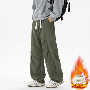 加绒裤子男款冬季加厚保暖百搭直筒宽松休闲长裤JR29180-特P40图片