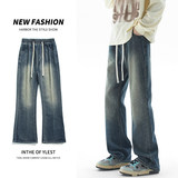 微喇牛仔裤男直筒宽松阔腿美式高街潮牌复古水洗休闲裤K1931-P45，男装牛仔裤，星座610（原A335）