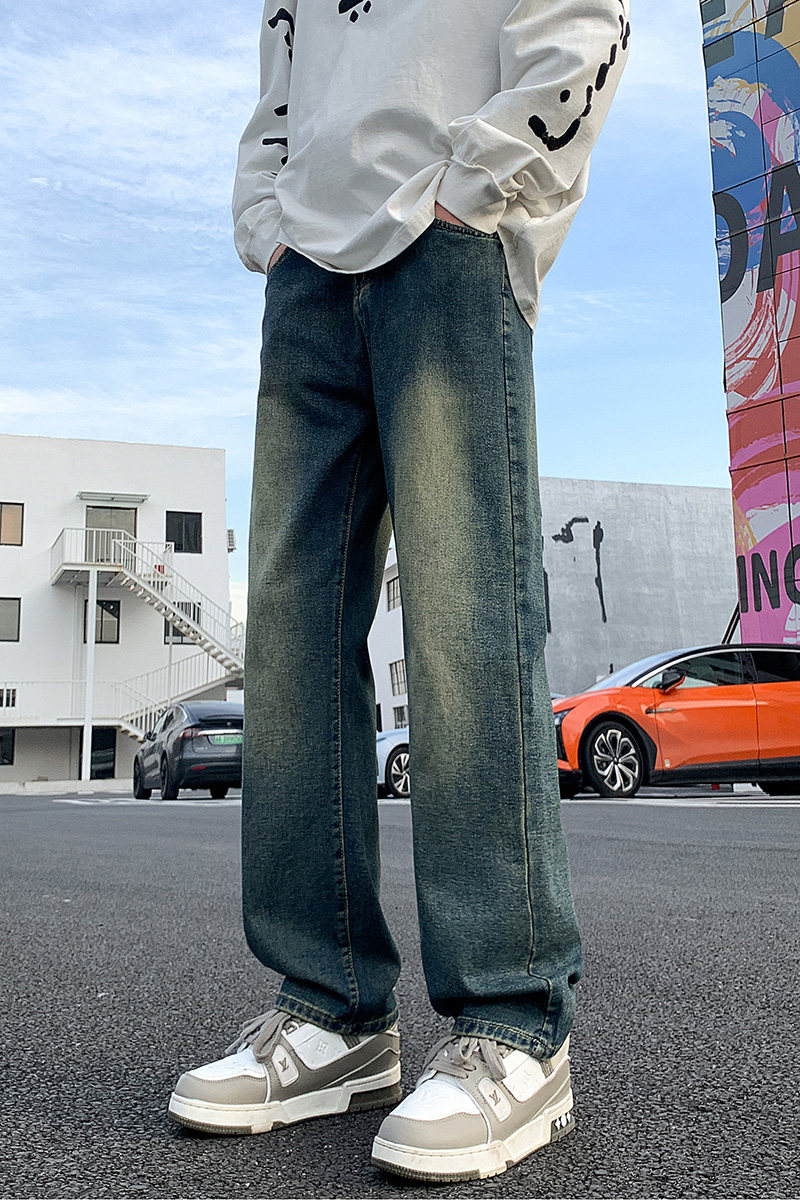 牛仔裤男春季直筒美式潮牌休闲裤男生宽松阔腿裤子男款TS115-P45,男装牛仔裤,星座610（原A335）