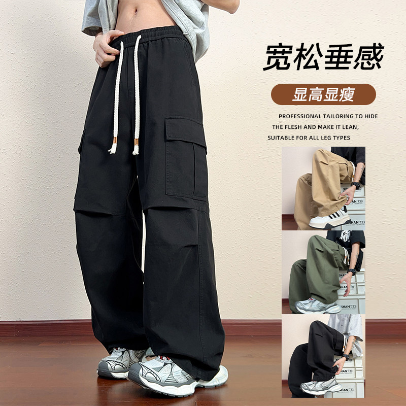 伞兵工装裤男春夏时尚潮牌宽松直筒冲锋纯棉休闲裤K2713-P52,男装休闲裤,星座610（原A335）