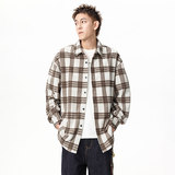复古长袖衬衫男秋季2025新款潮牌宽松男格子衬衣外套Q5570-特P42，男装衬衫，星座610（原A335）