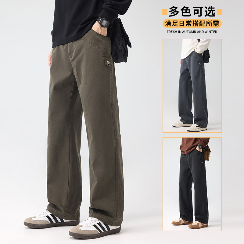 美式休闲裤男款秋季宽松直筒阔腿长裤2025新款裤K3507-特P45图片