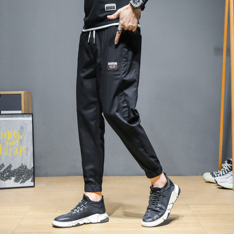 2021韩版潮流休闲裤男士潮牌束脚工装裤宽松运动长裤男K703-P45图片