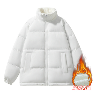 冬天棉服男生加绒加厚外套潮流纯色立领百搭防水面包服M111-P70