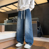 复古牛仔裤男秋2025新款美式高街宽松直筒弯刀阔腿裤Q29191-P48，男装牛仔裤，星座610（原A335）