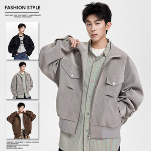 潮牌工装宽松夹克男款秋季男士上衣美式痞帅休闲外套JS5621-P98，男装夹克，星座610（原A335）
