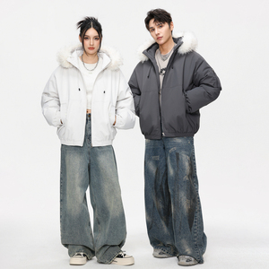 美式毛领连帽棉服男款2025冬季加厚保暖棉衣外套MY2525-P100图片
