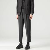 春季男士裤子痞帅轻熟风修身直筒坠感小西装毛呢裤子CY86-P48，男装西服套装，星座610（原A335）