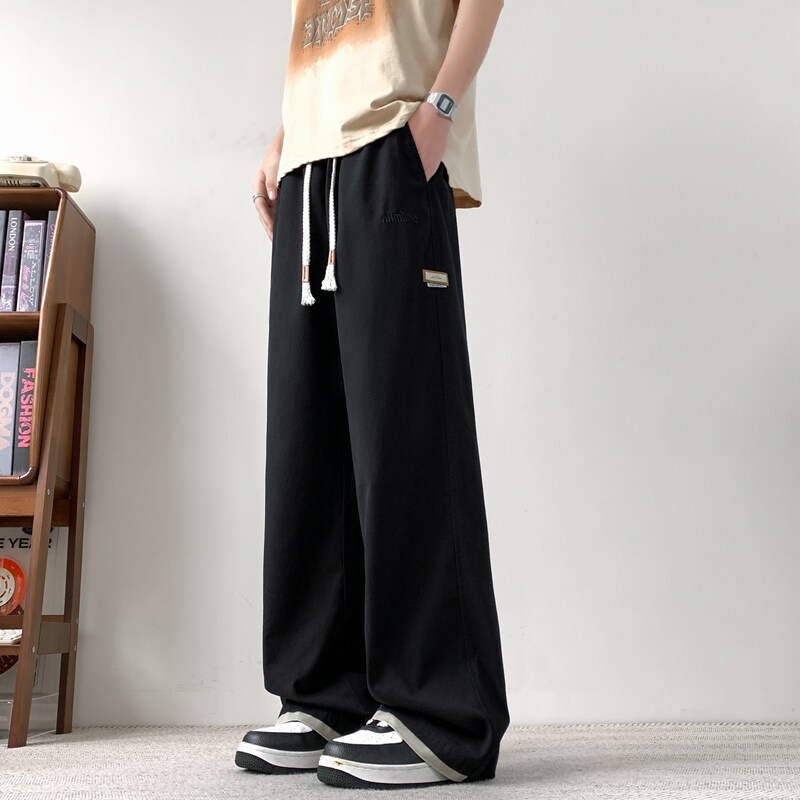 纯棉休闲裤男春夏新款直筒长裤子2025美式宽松阔腿裤子K2712-P50，男装休闲裤，电商A335