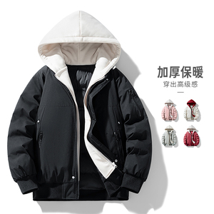 假两件连帽棉袄男冬季加厚工装棉服短款防风棉衣外套MY2583-P85图片