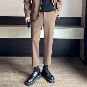 毛呢裤子男韩版潮流秋春季新款九分小西裤修身加厚休闲裤CY86-P48，男装西裤，星座610（原A335）