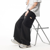 GENIOLAMODE美式纯棉休闲裤子男士2025秋季新款黑色运动宽松直筒，男装休闲裤，星座610（原A335）