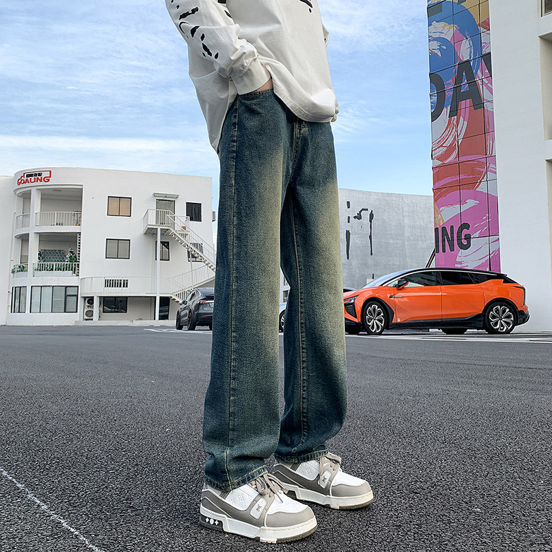 牛仔裤男秋季宽松直筒潮流休闲裤百搭弹力阔腿裤子TS115-P45,男装牛仔裤,星座610（原A335）