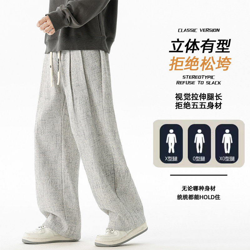 韩系卫裤休闲裤男2026春季直筒长裤宽松阔腿长裤Z9997-P45,男装休闲裤,星座610（原A335）