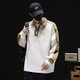 秋季长袖拼色落肩翻领上衣青年半拉链设计潮流polo衫Q5571-特P42，男装卫衣，星座610（原A335）