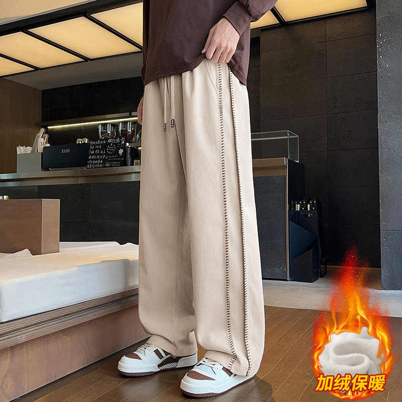加绒冬季灯芯绒裤子男高街复古宽松潮牌休闲阔腿裤JR29171-特P52，男装卫衣，星座610（原A335）