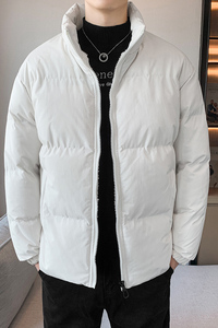 冬季羊羔绒羽绒服男士潮牌宽松保暖棉衣立领加厚棉袄外套MY03,绿色棉衣搭配图解图片