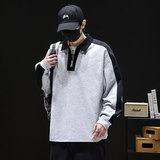 秋季长袖拼色落肩翻领上衣青年半拉链设计潮流polo衫Q5571-特P42，男装卫衣，星座610（原A335）