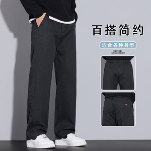 莱赛尔直筒裤子男2025秋季新款休闲裤潮流百搭阔腿长裤K6685-P50图片