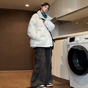 三防面料男女同款冬天潮立领情侣防寒加厚棉服外套袄子M666-P75图片