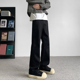 美式vibe裤子男秋冬高街微喇黑色牛仔裤修身直筒休闲裤K1930-P45，男装牛仔裤，星座610（原A335）