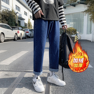 秋冬季2020牛仔裤男ins直筒宽松港风坠感阔腿时尚百搭K8001-P50图片