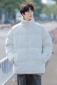 2025冬天新款简约百搭加绒加厚立领面包服情侣款休闲棉服M111-P70图片