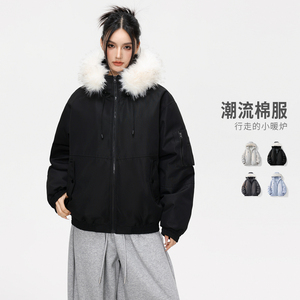 美式潮牌座山雕毛领羽绒棉服男款秋冬情侣棉衣外套MY2525-P100图片