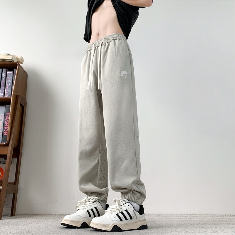 青少年冰丝裤子男夏季薄款宽松百搭潮牌速干学生运动裤K2721-P35,男装休闲裤,星座610（原A335）