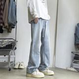 秋冬新款微喇牛仔裤男宽松直筒美式复古高街潮牌阔腿裤K1931-P45，男装牛仔裤，星座610（原A335）