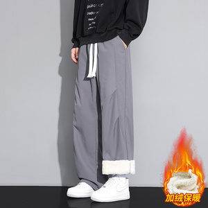 加绒裤子男款冬季加厚保暖2025新款阔腿直筒休闲裤JR29180-特P40图片