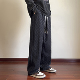 港风秋季运动裤宽松休闲潮牌垂感抗皱阔腿青少年老爹裤Q2369-P40，女装休闲裤，星座610（原A335）