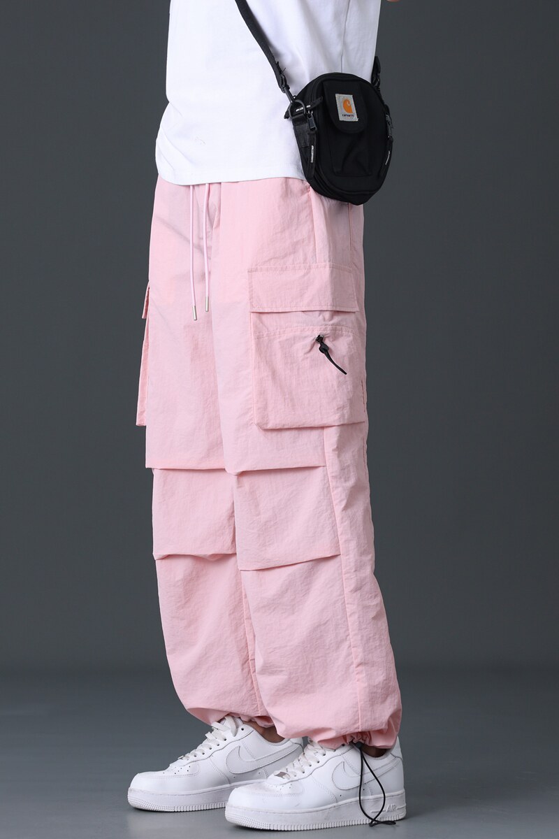 纯色冰丝垂感工装裤子男士夏季时尚百搭阔腿休闲裤K2701-P40,男装休闲裤,星座610（原A335）