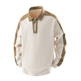 半拉链男秋季新款美式宽松撞色翻领Polo衫男款长袖Q5571-特P42，男装Polo衫，星座610（原A335）