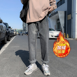 2020加绒牛仔裤男韩版潮流宽松休闲束脚长裤秋冬款潮牌K8006-P50图片
