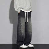 褶皱渐变牛仔裤男春季潮牌美式水洗直筒裤子宽松阔腿裤TS612-P45，男装牛仔裤，星座610（原A335）