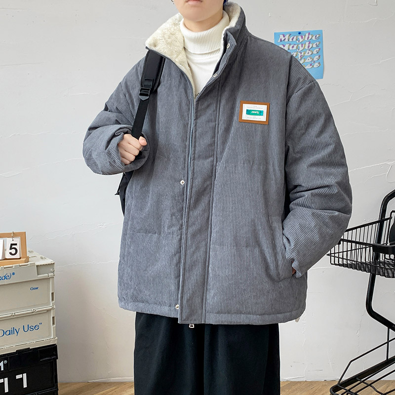 灯芯绒棉衣男士冬季新款羊羔毛棉袄外套宽松潮牌面包服MY288图片