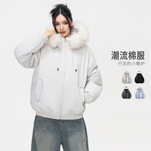 美式潮牌座山雕毛领羽绒棉服男款秋冬情侣棉衣外套MY2525-P100图片