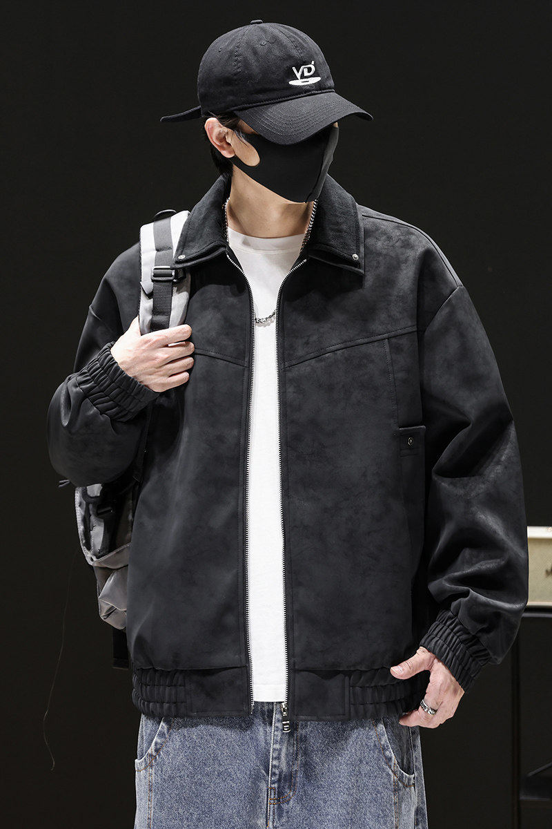 美式复古翻领皮衣2025秋季宽松潮流休闲夹克外套男款Q5550-P75,男装夹克,星座610（原A335）
