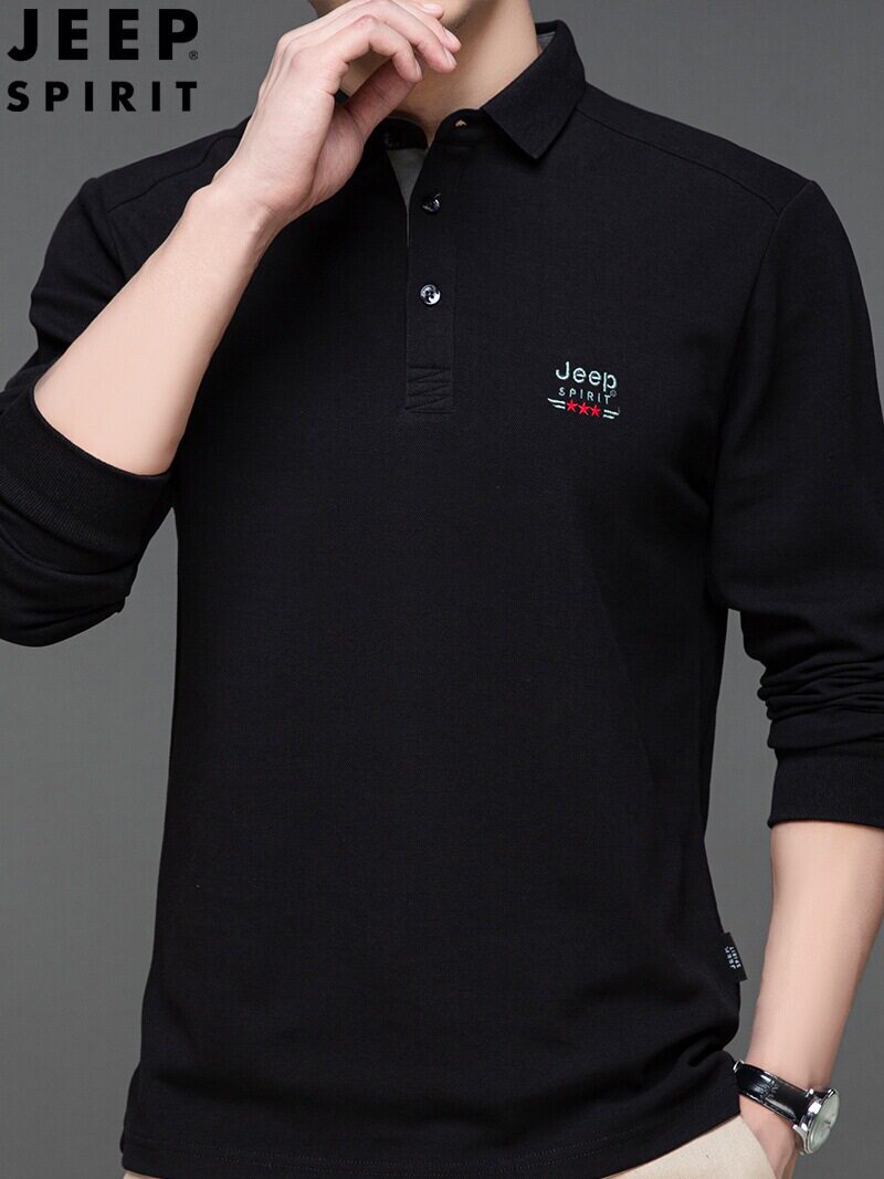 JEEP吉普官方正品牌男装商务时尚长袖T恤男士春季2026新款中年