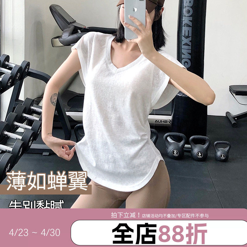 【新色】annerunV领宽松运动上衣女T恤瑜伽服跑步速干衣健身罩衫