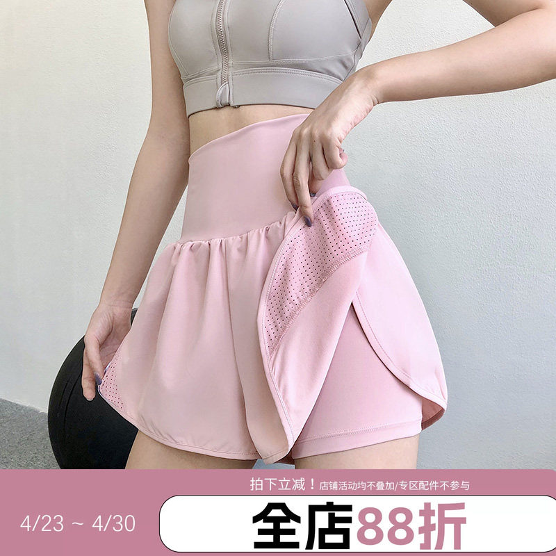 annerun健身跑步运动短裤女宽松防走光速干短裤透气外穿瑜伽热裤