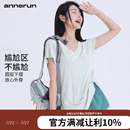 运动短袖 annerun跑步速干衣女透气显瘦中长款 休闲瑜伽上衣健身T恤