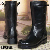 Leseul马丁靴男25年透气头层牛皮骑士靴英伦秋季 拉链高筒真皮中筒