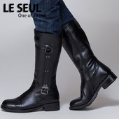 Leseul马靴男靴子高筒真皮 牛皮阅靴 仪仗队靴潮流男长骑士皮靴