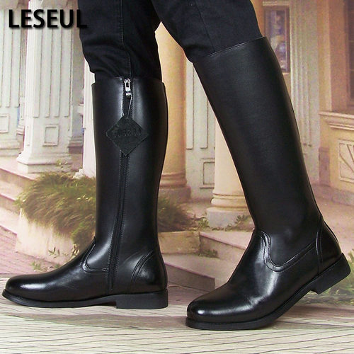 高筒仪仗队英伦风秋季拉链皮靴