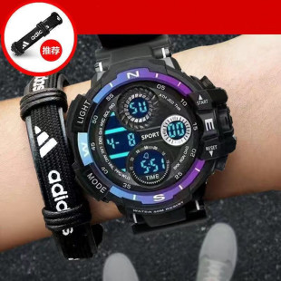 手表男款 初中学生高中青少年男生运动机械防水闹钟儿童炫酷电子表