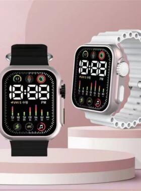 新款LED电子手表O7海洋带网红时尚数字运动款学生LED电子手表