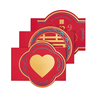 百年好合封套双喜爱心礼金封皮结婚喜礼包装封条红包套龙凤烫金